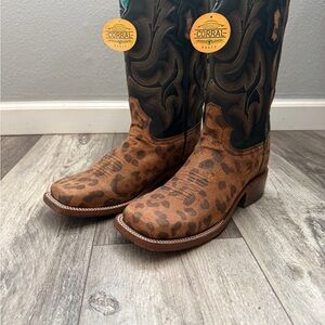 Corral Leopard Print and Black Western Boots